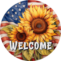 Thumbnail for Sunflower Door Hanger Welcome Dco - 01329 - Dh 18’ Round Wood