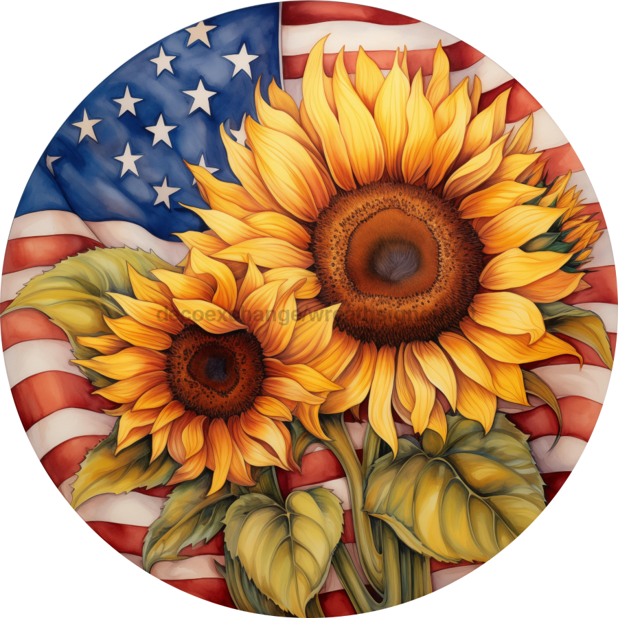 Sunflower Door Hanger Welcome Dco - 01330 - Dh 18’ Round Wood