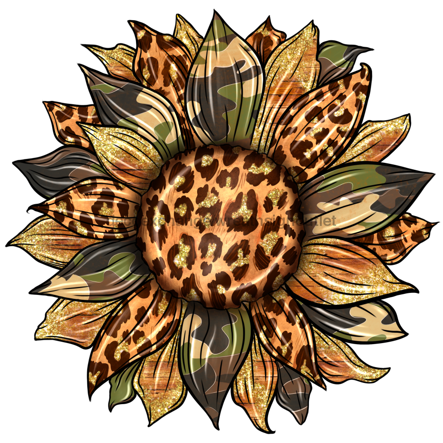 Sunflower, Fall Flower, Animal Print Flower, Army Flower, wood sign, DECOE-W-075 door hanger, fall