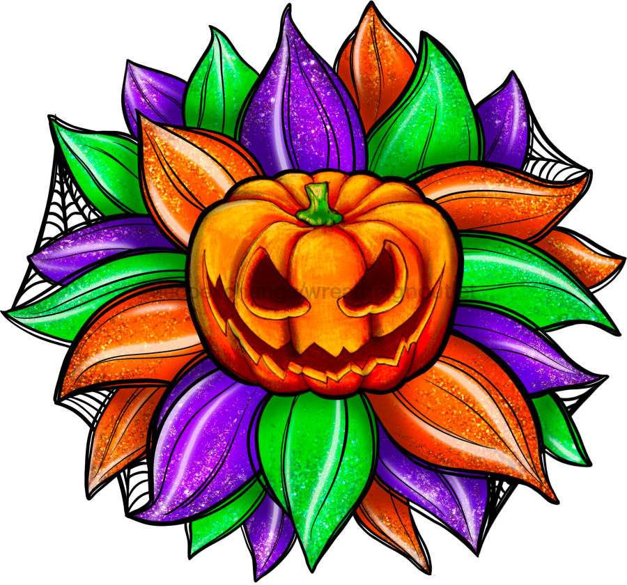 Sunflower, Halloween Flower, Purple Orange Flower, Spooky Flower, wood sign, Door Hanger, DECOE-W-092 - DecoExchange¬Æ