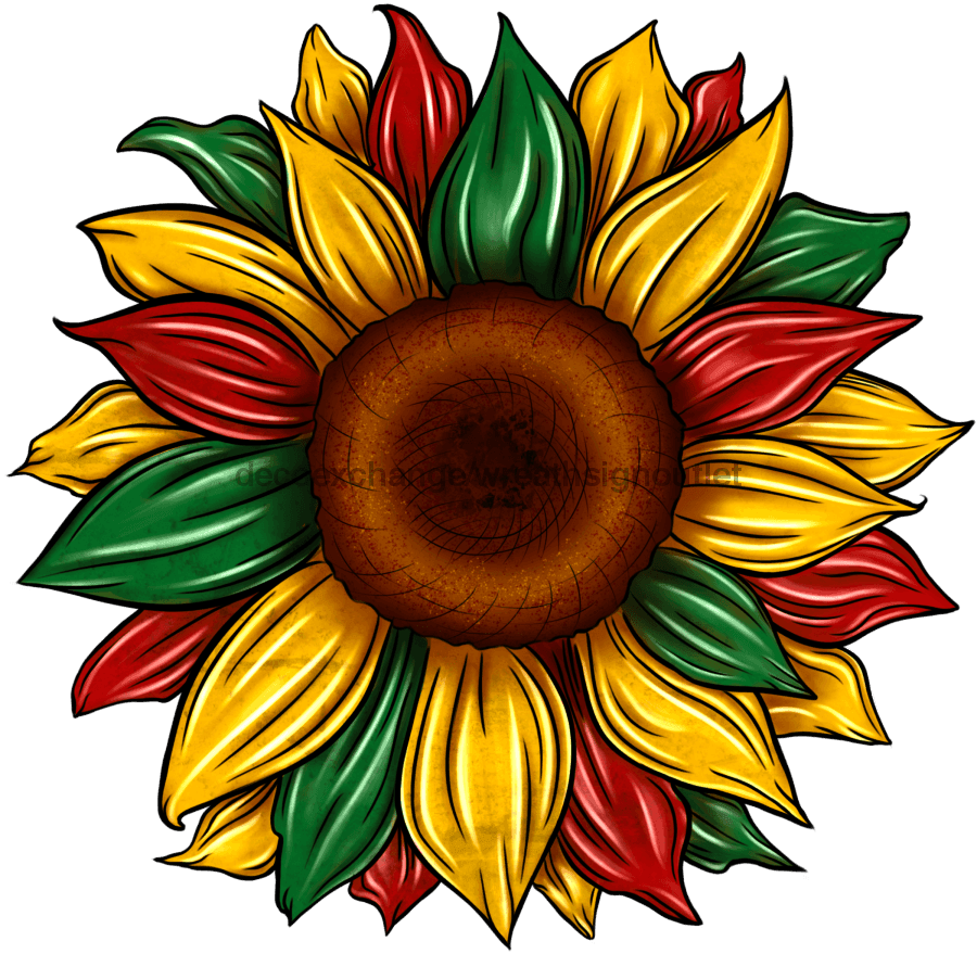 Sunflower, Juneteenth Flower, wood sign, DECOE-W-081 wreath size wood, wood wreath sign, summer, fall, every day, african american