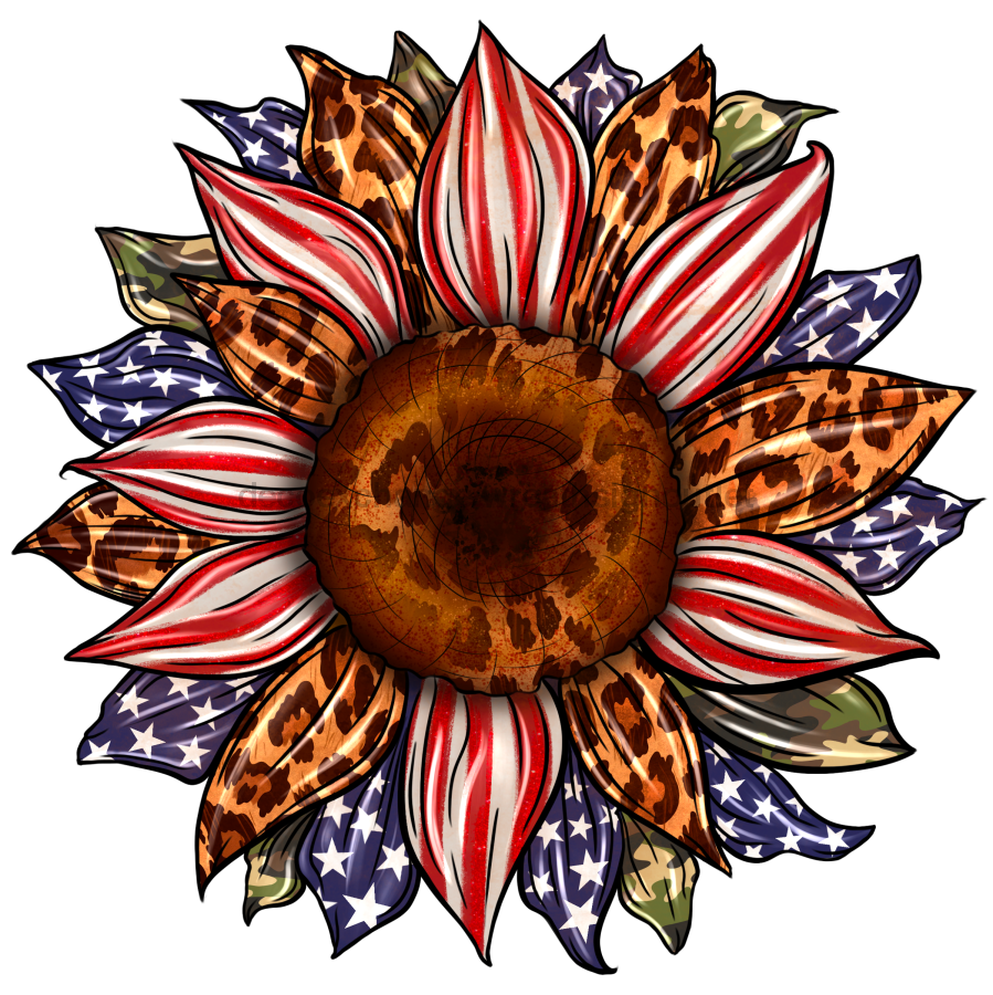 Sunflower, Patriotic Flower, Animal Print Flower, wood sign, Door Hanger, DECOE-W-095 - DecoExchange¬Æ