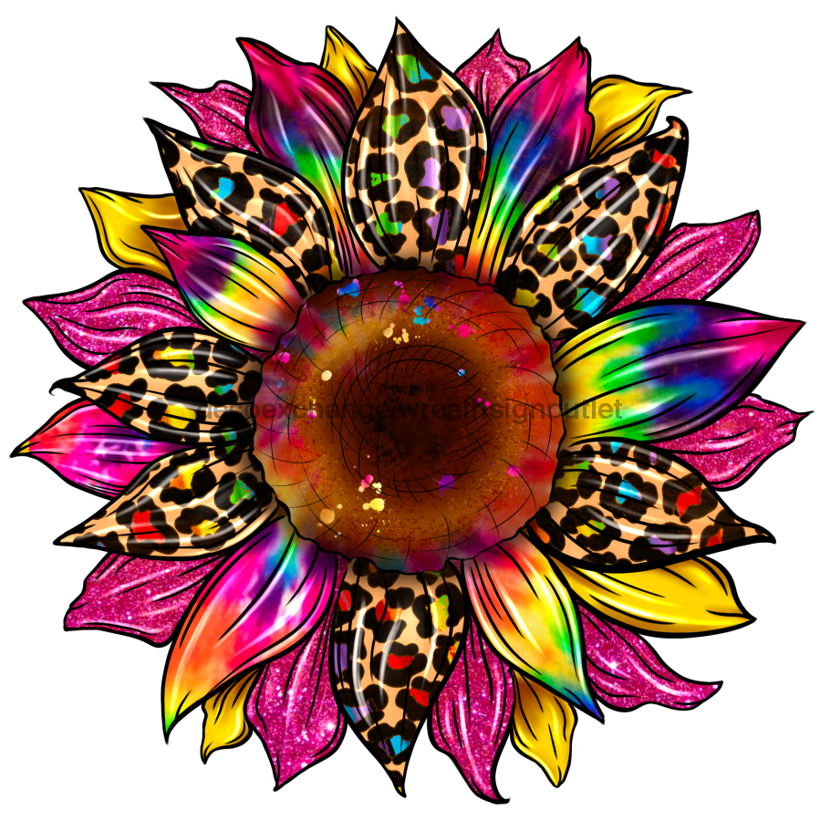 Sunflower, Pride Flower, Animal Print Flower, wood sign, Door Hanger, DECOE-W-094 door hanger, summer, fall, every day