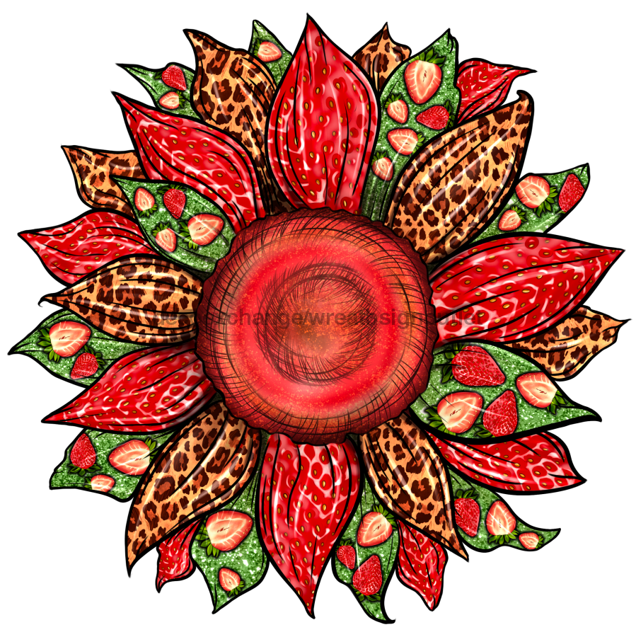 Sunflower, Strawberry Sunflower, Animal Print Flower, wood sign, DECOE-W-086 door hanger, summer, fall, every day