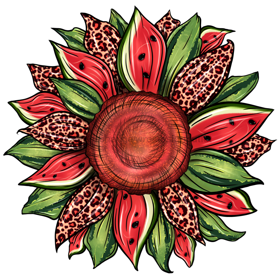 Sunflower, Summer Flower, Animal Print Flower, Watermelon Sunflower wood sign, Door Hanger, DECOE-W-097 - DecoExchange¬Æ