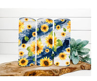 Thumbnail for Sunflower Tumbler, Blue Marbled Tumbler 20 oz Skinny Tumbler - DECOETUMBLER-243