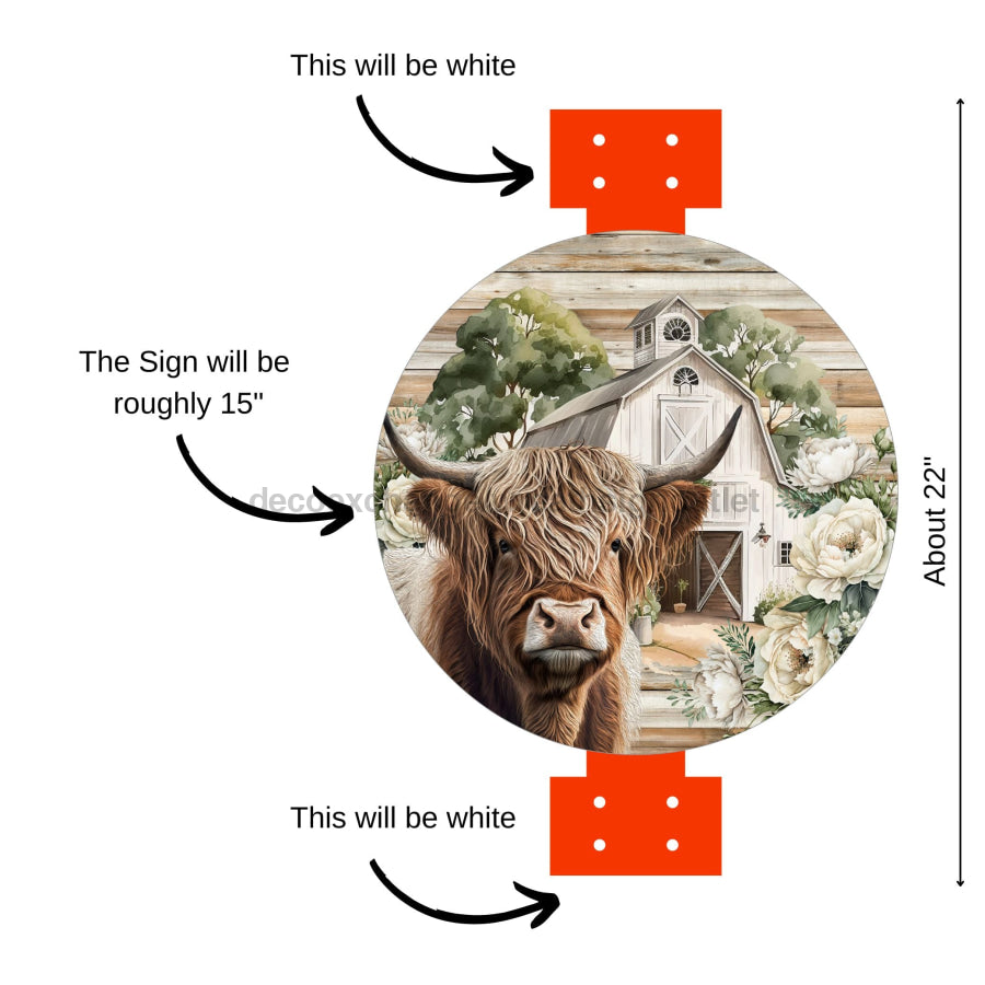 Swag Door Hanger Highland Cow Sign 22‚Äô‚Äô Wood Decoe-W-4559-Sb For Wreath