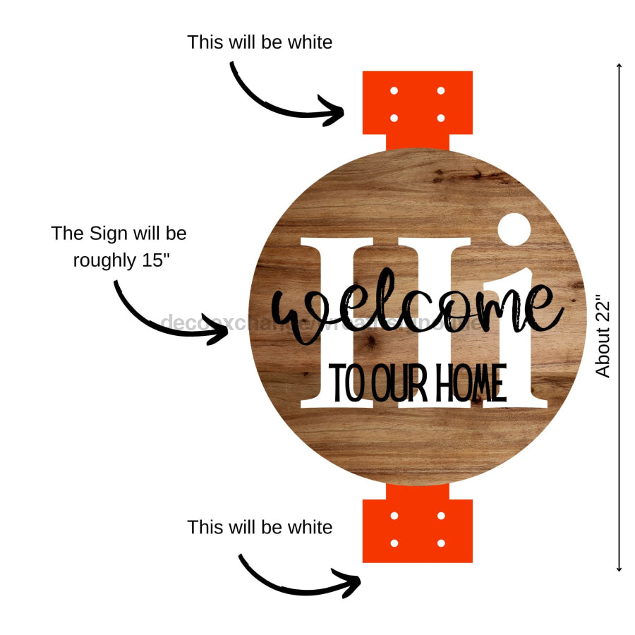 Swag Door Hanger Welcome Sign 22‚Äô‚Äô Wood Decoe-W-4003-Sb For Wreath