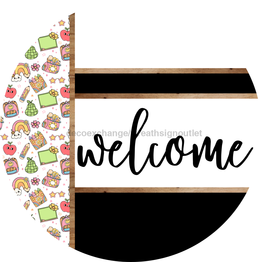 Teacher Door Hanger, Welcome Brought Boos Door Hanger, DCO-01978-DH, 18" Round Wood