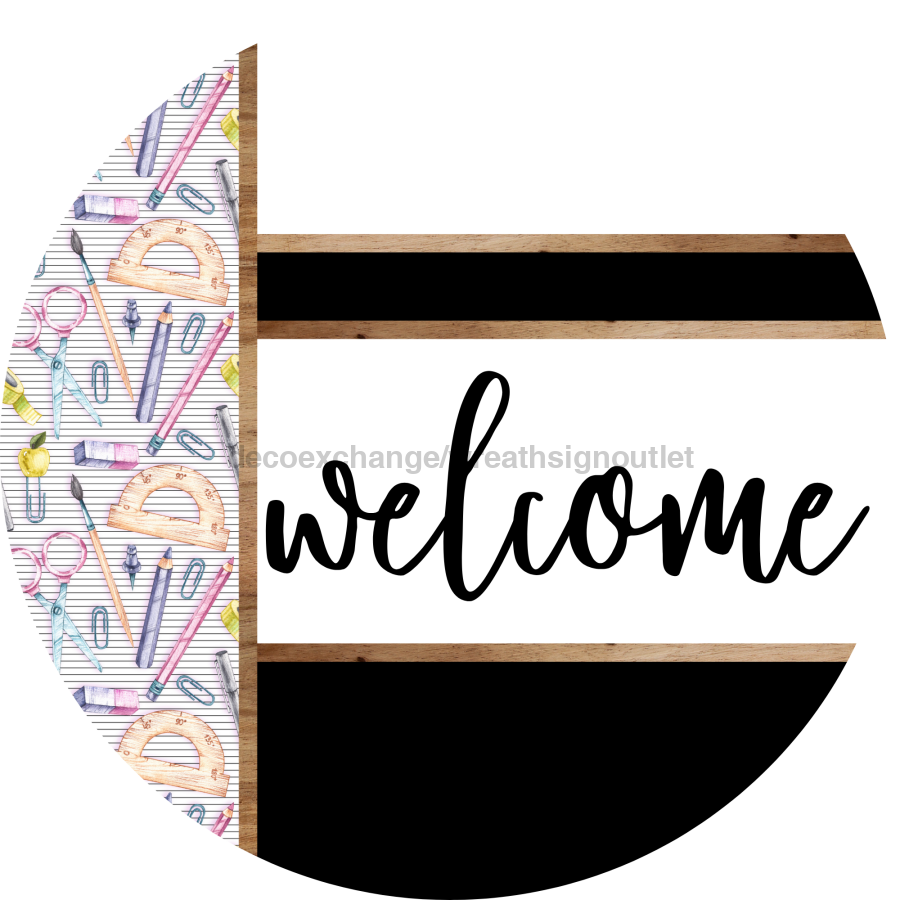 Teacher Door Hanger, Welcome Brought Boos Door Hanger, DCO-01980-DH, 18" Round Wood