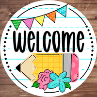 Thumbnail for Teacher Door Hanger Welcome Dco-01303-Dh 18 Round Wood