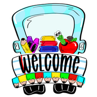 Thumbnail for Teacher Welcome Truck Welcome 22" Wood Door Hanger - DECOE-W-323-Welcome-DH