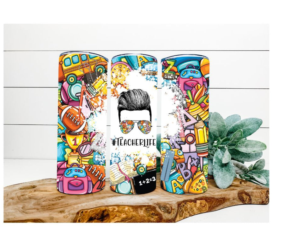 Teacher Life Tumbler, School Tumbler 20 oz Skinny Tumbler - DECOETUMBLER-262