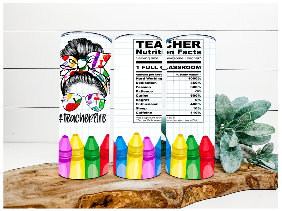 Teacher Tumbler, Ingredients of Teacher Tumbler, 20 oz Skinny Tumbler - DECOETUMBLER-117