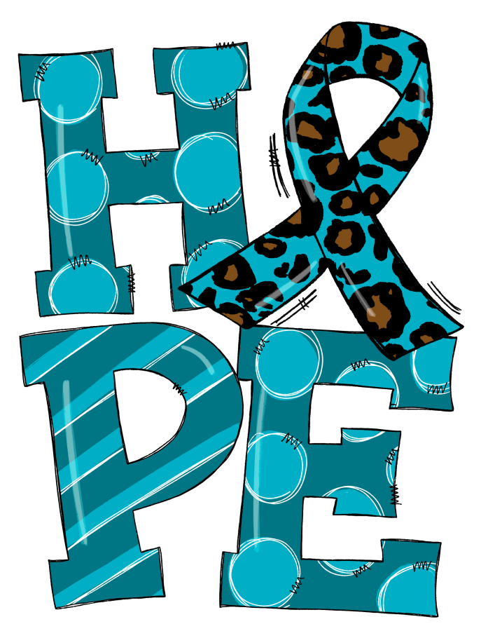 Teal Hope Awareness 22" Wood Door Hanger - DECOE-W-0140-DH