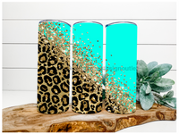 Thumbnail for Teal Leopard Tumbler, 20 oz Skinny Tumbler - DECOETUMBLER-101