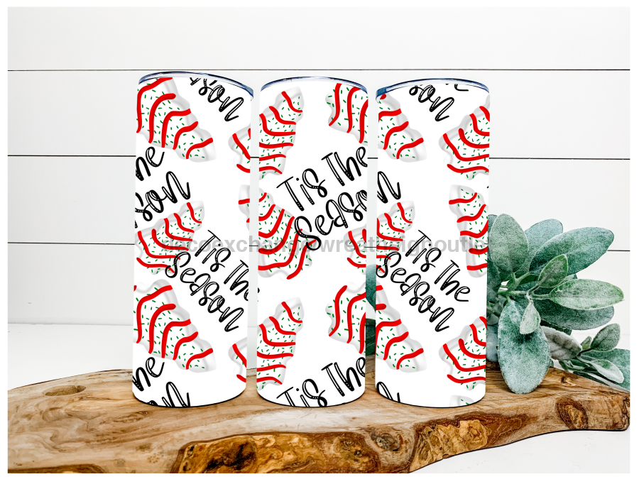 Tis The Season Christmas Cakes 20 oz Skinny Tumbler - DECOETUMBLER-001
