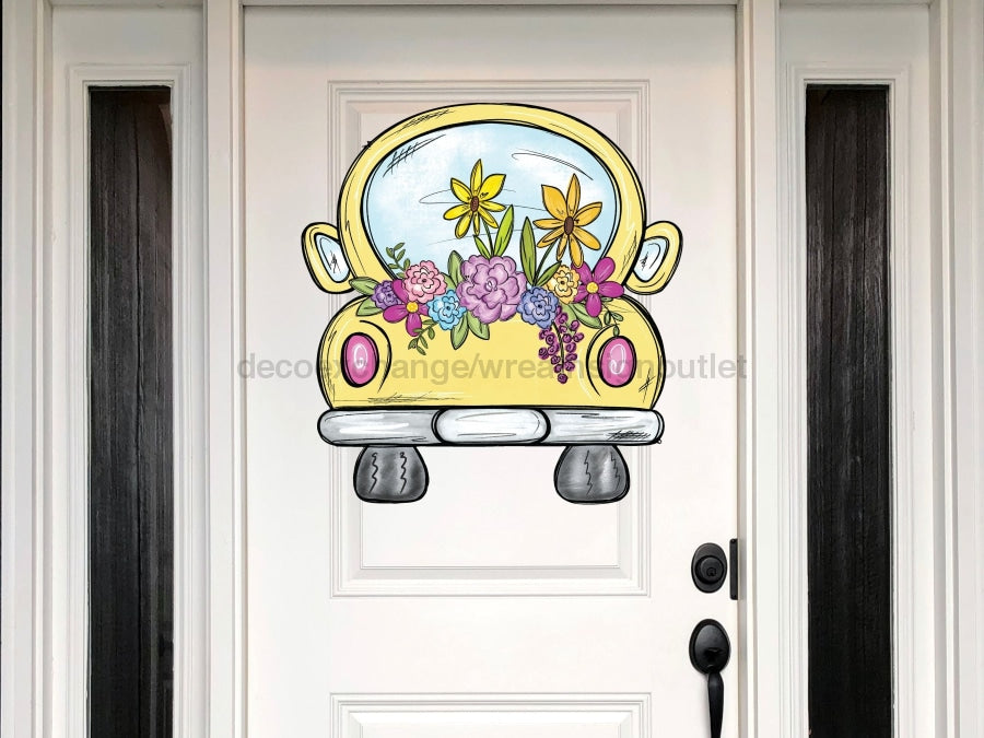Truck Sign Floral Spring Wood Sign Door Hanger Decoe-W-137 22
