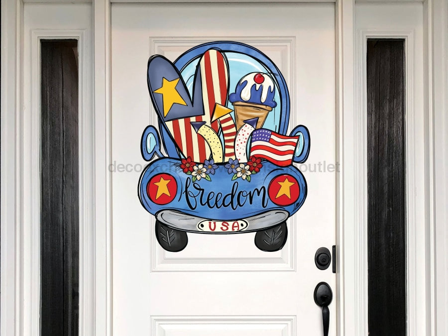Truck Sign Patriotic Wood Sign Door Hanger Decoe-W-118 22