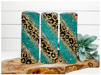 Thumbnail for Turquoise Leopard Tumbler, 20 oz Skinny Tumbler - DECOETUMBLER-115