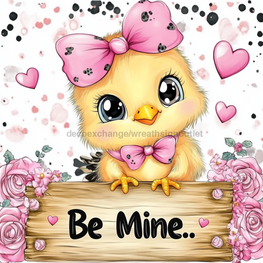 Valentine Chick Wall Art, MB-00028, Sign For Wreath, 10x10" Metal Sign