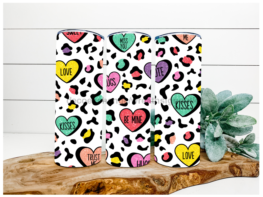 Valentine Conversation Hearts, Valentine Tumbler, 20 oz Skinny Tumbler - DECOETUMBLER-091