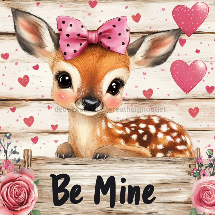 Valentine Deer Wall Art, MB-00031, Sign For Wreath, 10x10" Metal Sign