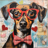 Thumbnail for Valentine Dog With Glasses Sign Funny Animal Wall Art Dco-01128 For Wreath 10X10 Metal