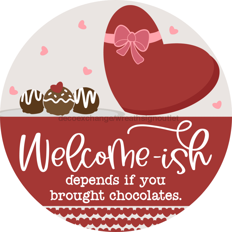 Valentine Door Hanger Welcomeish Dco-01041 Sign For Wreath 18 Round