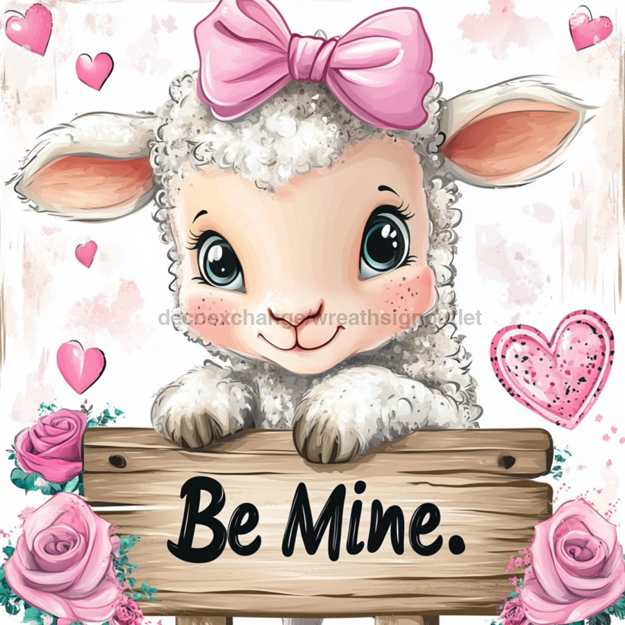 Valentine Sheep Wall Art, MB-00035, Sign For Wreath, 10x10" Metal Sign