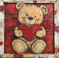 Thumbnail for Valentine Sign, Bear Sign, DCO-02229, Sign For Wreath, 10x10 Metal Sign