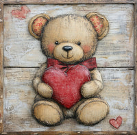 Thumbnail for Valentine Sign, Bear Sign, DCO-02230, Sign For Wreath, 10x10 Metal Sign