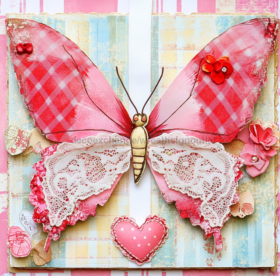 Valentine Sign, Butterfly Sign, DCO-02248, Sign For Wreath, 10x10 Metal Sign