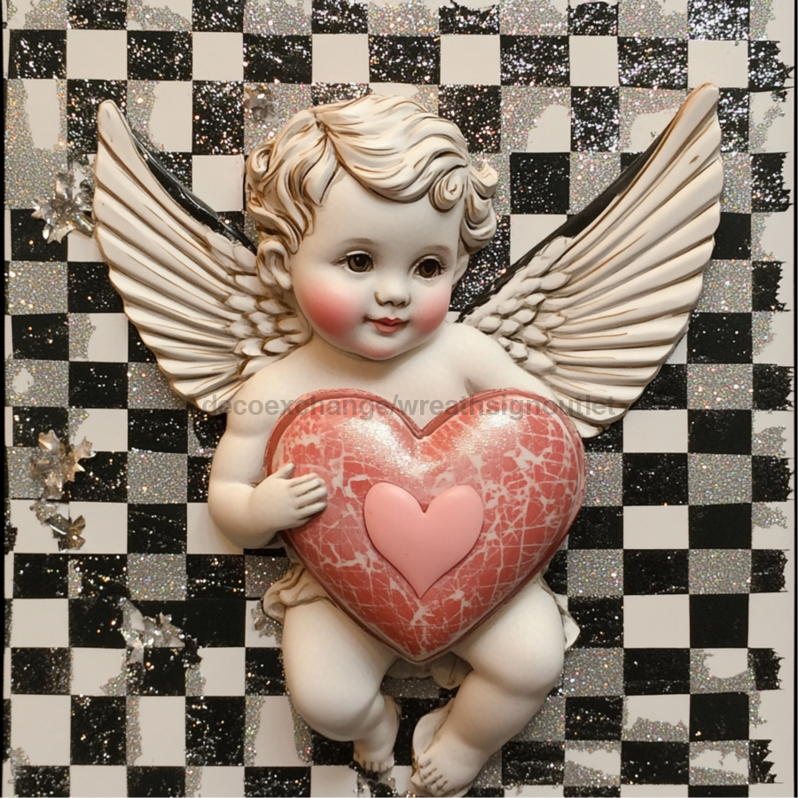 Valentine Sign Cupid Dco-02133 For Wreath 10X10’’ Metal