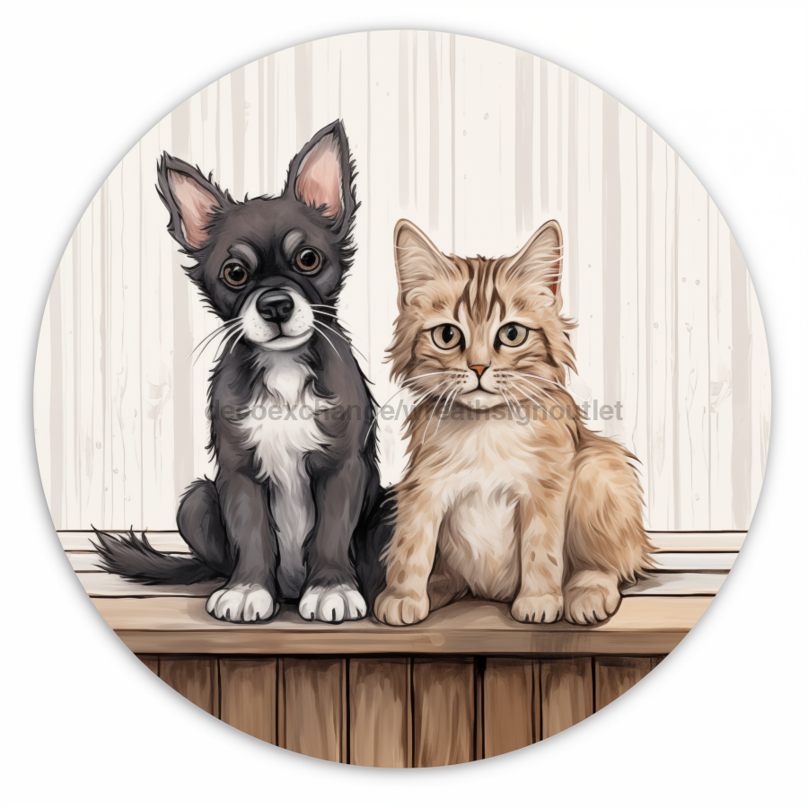 Valentine Sign, Dog Sign, DCO-00871, Sign For Wreath, 10" Round Metal Sign - DecoExchange®