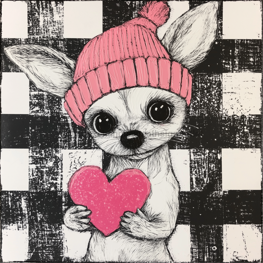 Valentine Sign Dog Dco-02119 For Wreath 10X10’’ Metal