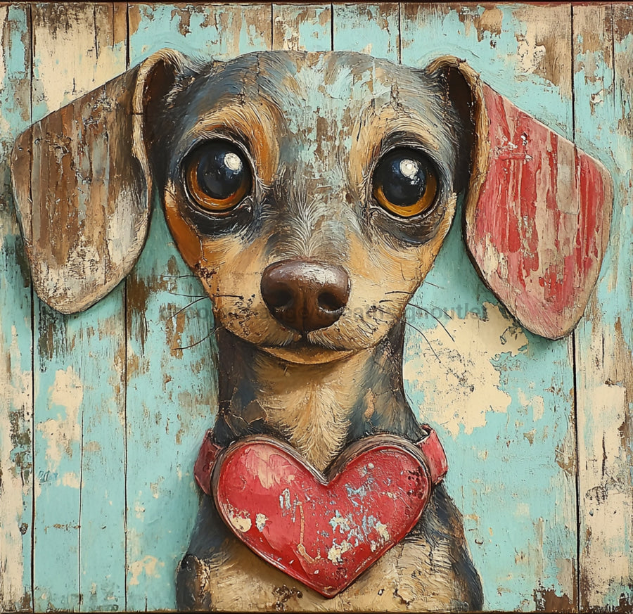 Valentine Sign, Dog Sign, DCO-02245, Sign For Wreath, 10x10 Metal Sign