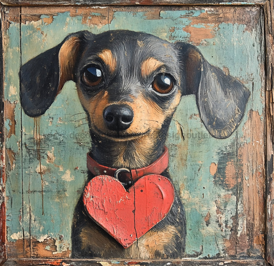 Valentine Sign, Dog Sign, DCO-02247, Sign For Wreath, 10x10 Metal Sign