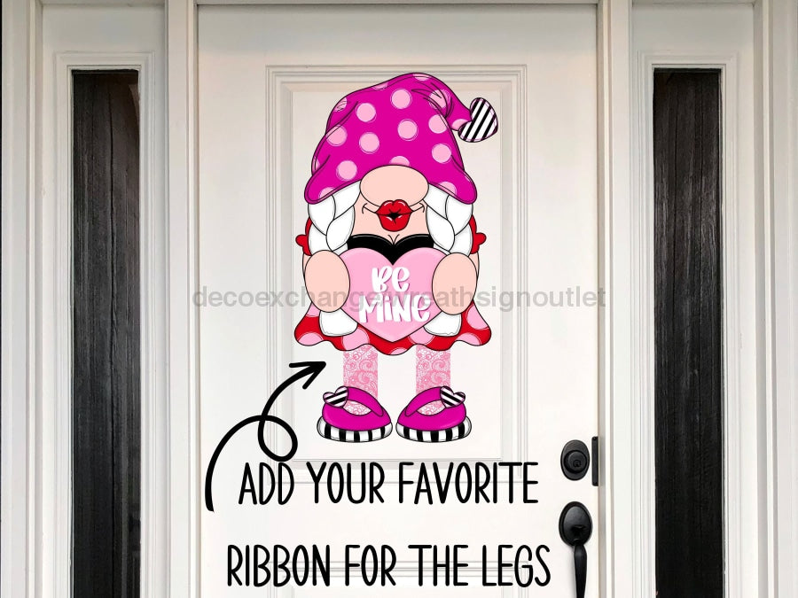 Valentine Sign Gnome Ribbon Leg Wood Sign Cr-W-104-Dh 22 Door Hanger