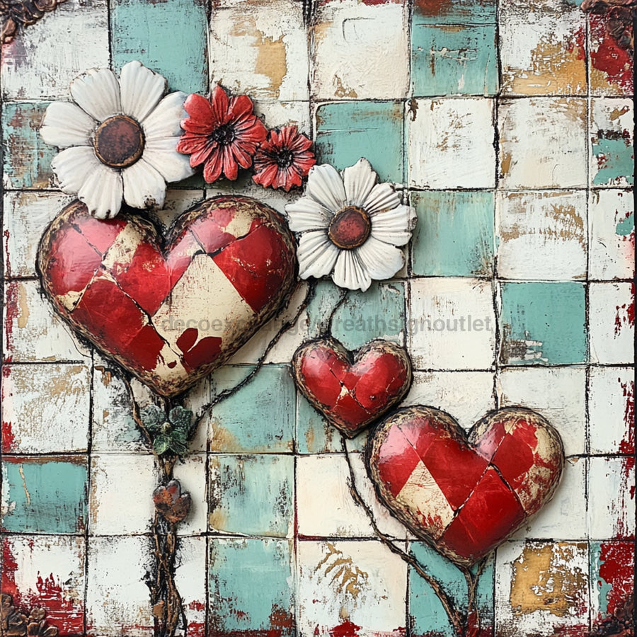 Valentine Sign, Heart Sign, DCO-02256, Sign For Wreath, 10x10 Metal Sign