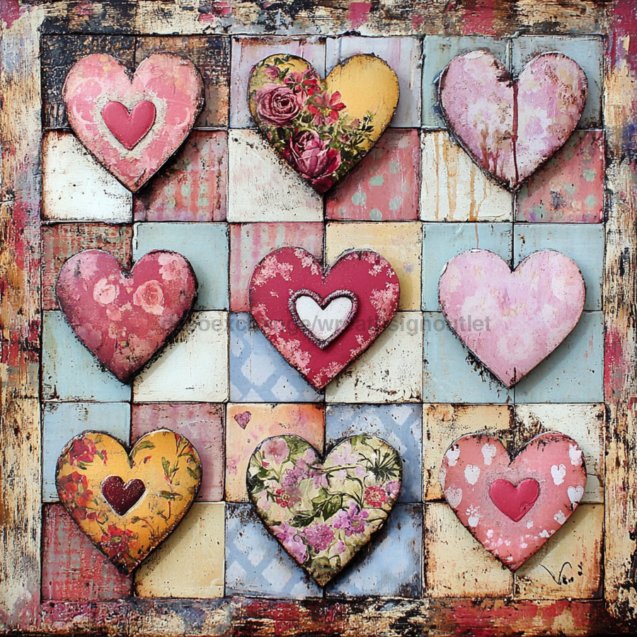 Valentine Sign, Heart Sign, DCO-02257, Sign For Wreath, 10x10 Metal Sign