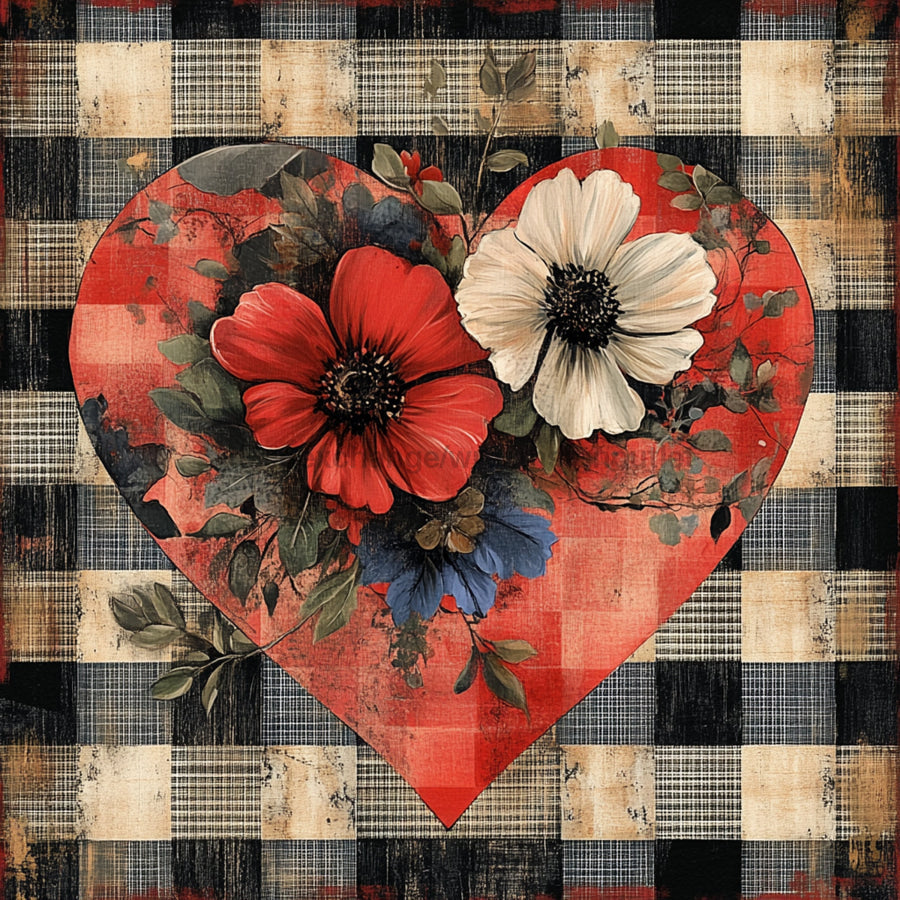 Valentine Sign, Heart Sign, DCO-02262, Sign For Wreath, 10x10 Metal Sign