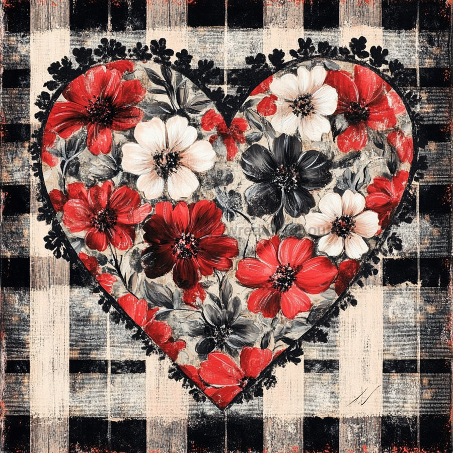 Valentine Sign, Heart Sign, DCO-02269, Sign For Wreath, 10x10 Metal Sign