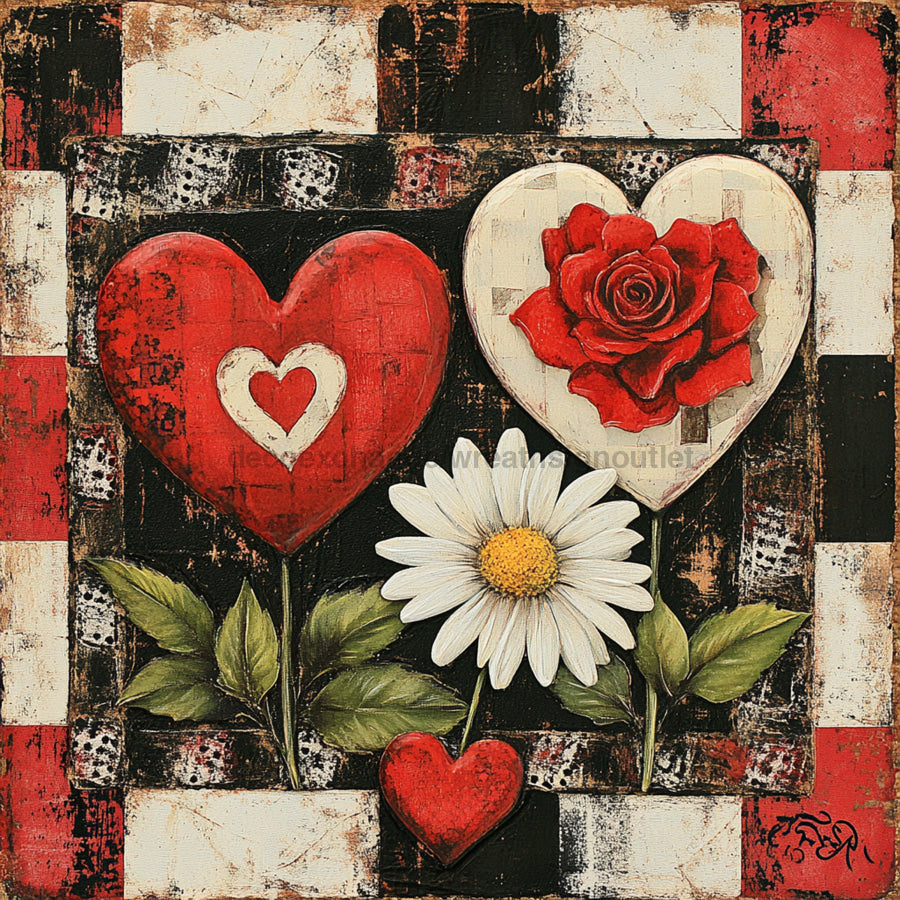 Valentine Sign, Heart Sign, DCO-02275, Sign For Wreath, 10x10 Metal Sign