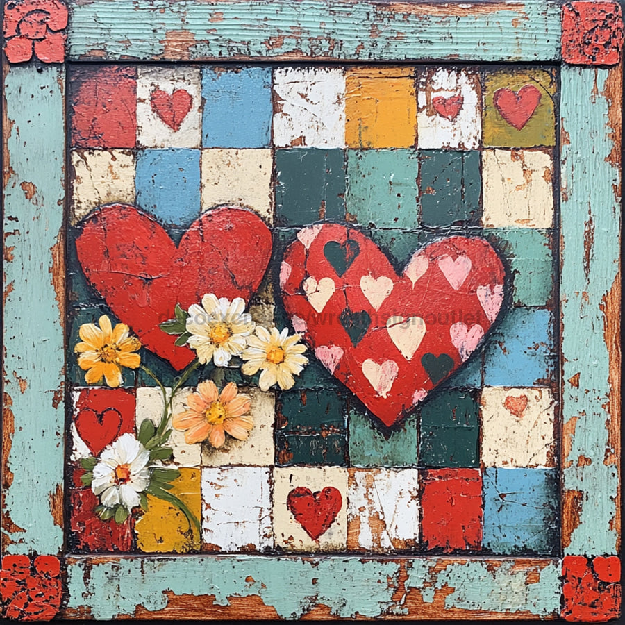 Valentine Sign, Heart Sign, DCO-02281, Sign For Wreath, 10x10 Metal Sign