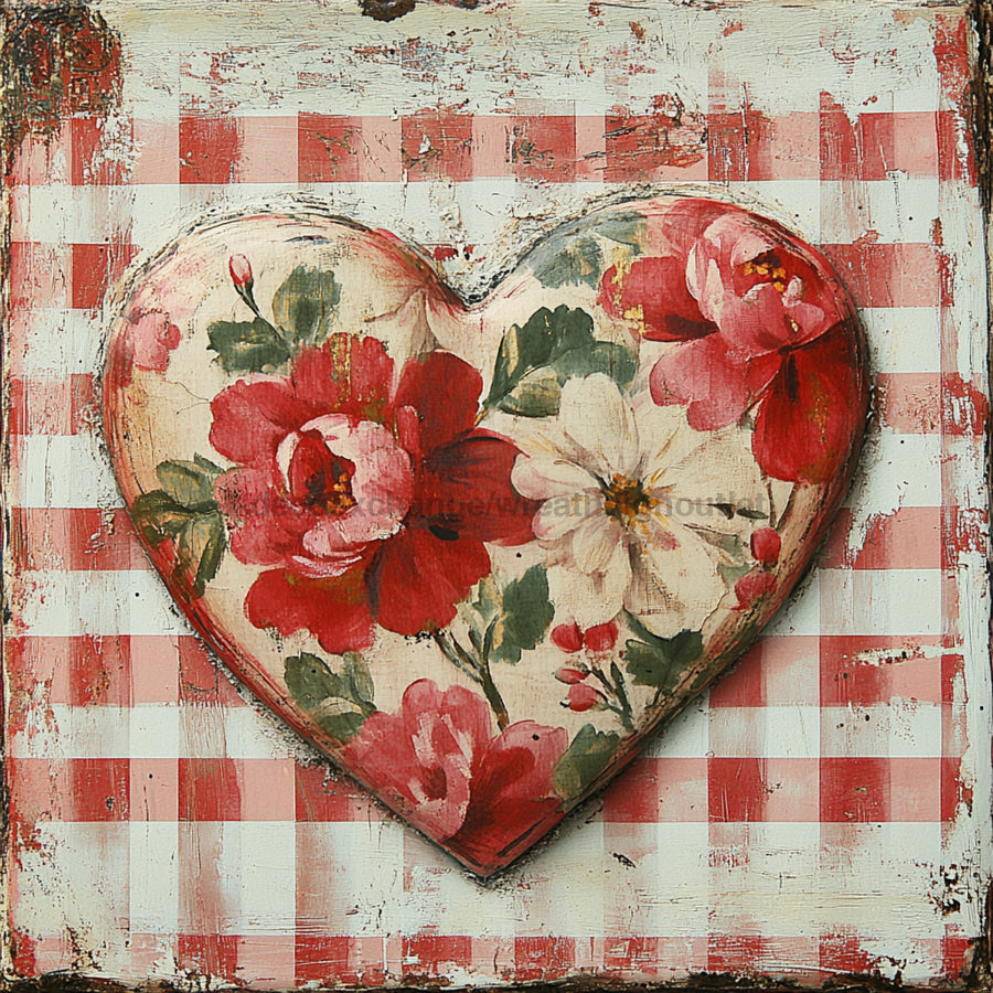 Valentine Sign, Heart Sign, DCO-02288, Sign For Wreath, 10x10 Metal Sign