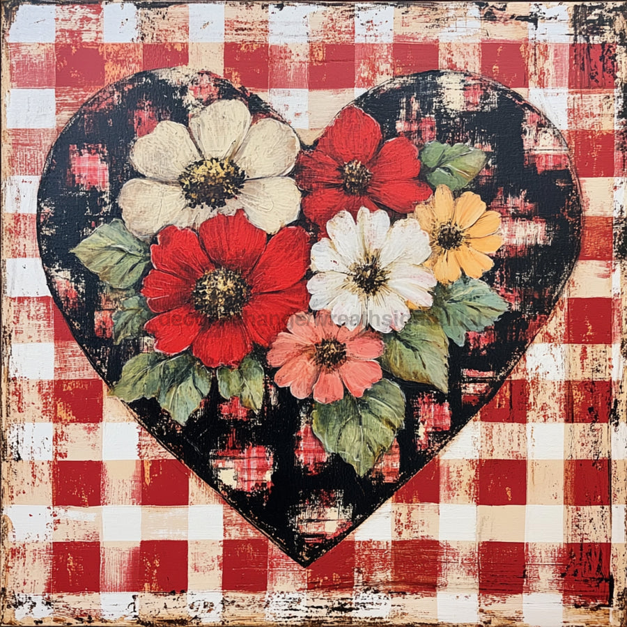 Valentine Sign, Heart Sign, DCO-02296, Sign For Wreath, 10x10 Metal Sign