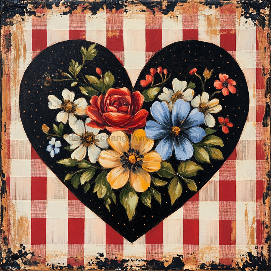 Valentine Sign, Heart Sign, DCO-02303, Sign For Wreath, 10x10 Metal Sign
