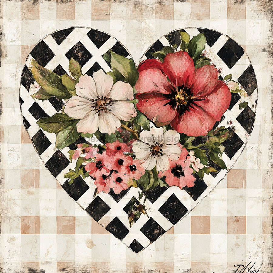 Valentine Sign, Heart Sign, DCO-02307, Sign For Wreath, 10x10 Metal Sign