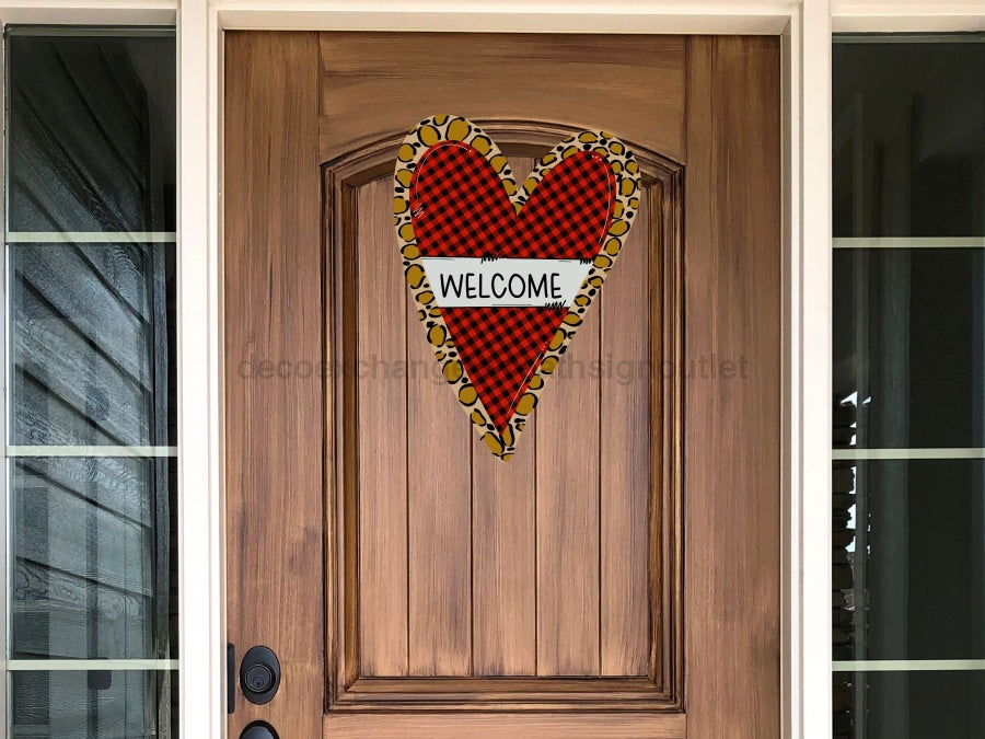 Valentine Sign Heart Welcome Wood Sign Decoe-W-266 22 Door Hanger